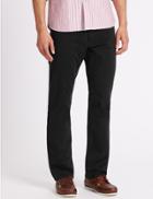 Marks & Spencer Straight Fit Cotton Rich Trousers Black