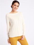 Marks & Spencer Stitch Detail Slash Neck Jumper Cream