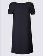 Marks & Spencer Petite Ruched Sleeve Tunic Dress Navy