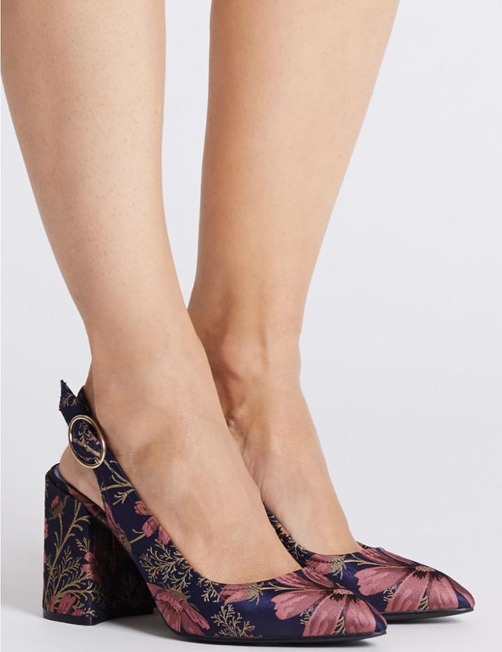 Marks & Spencer High Block Slingback Court Shoes Multi