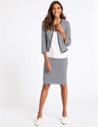 Marks & Spencer Cotton Blend Striped Jersey Pencil Skirt Navy Mix