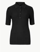 Marks & Spencer Ribbed Short Sleeve Jumper Black