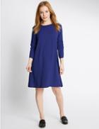 Marks & Spencer Petite Woven Long Sleeve Swing Dress Rich Blue