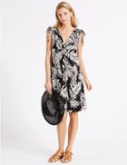Marks & Spencer Palm Leaf Print Vest Dress Black Mix