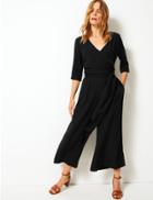 Marks & Spencer Short Sleeve Wrap Midi Dress Black