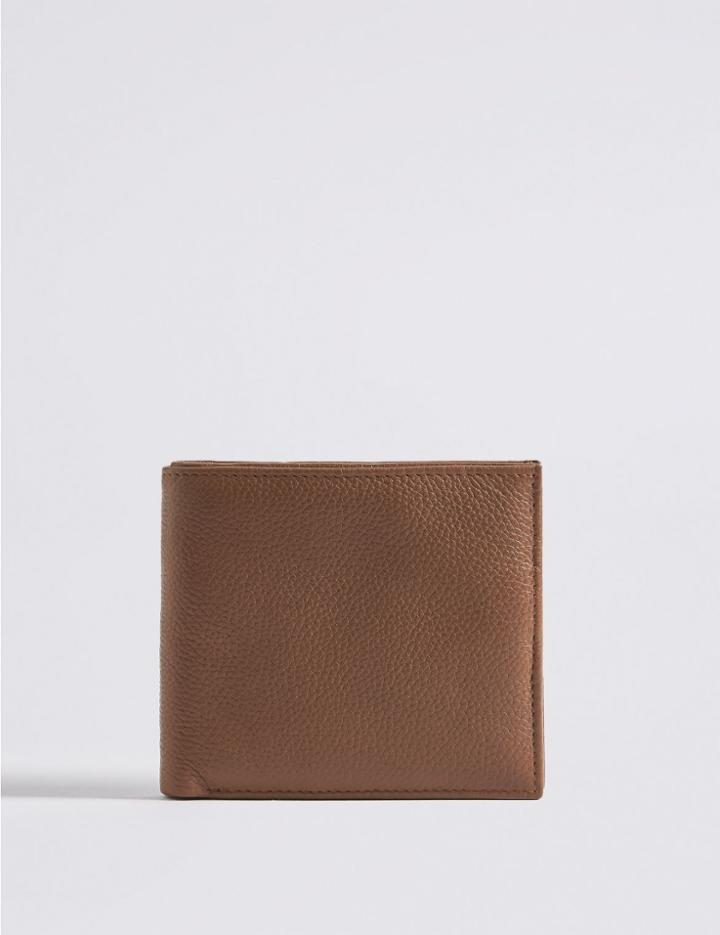 Marks & Spencer Leather Slim Popper Bi Fold Wallet With Cardsafe&trade; Tan