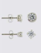 Marks & Spencer Platinum Plated Diamant Stud Earrings Set Silver