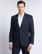 Marks & Spencer Linen Blend 2 Button Jacket Navy