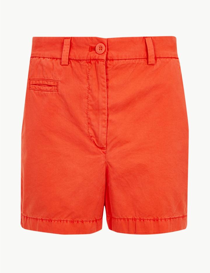 Marks & Spencer Shorter Length Pure Cotton Chino Shorts Mango