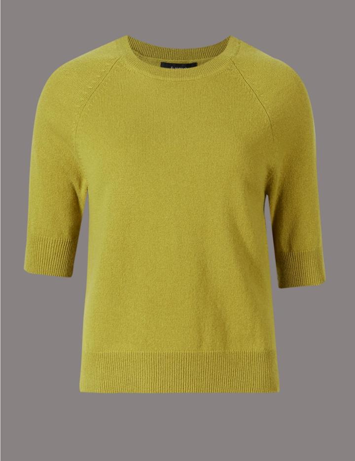 Marks & Spencer Pure Cashmere Round Neck Jumper Ochre