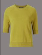 Marks & Spencer Pure Cashmere Round Neck Jumper Ochre