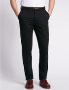 Marks & Spencer Pure Cotton Slim Fit Flat Front Chinos Black