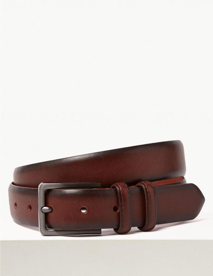 Marks & Spencer Italian Leather Slim Width Belt Dark Tan