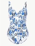 Marks & Spencer Secret Slimming&trade; Navaho Print Plunge Wrap Swimsuit White Mix