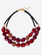 Marks & Spencer Studded Bead Necklace Berry