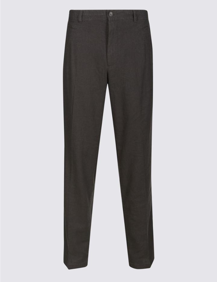 Marks & Spencer Regular Fit Linen Rich Chinos Charcoal