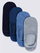 Marks & Spencer 4 Pack Cool & Freshfeet&trade; Invisible Shoe Liners Navy Mix