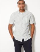 Marks & Spencer Pure Cotton Striped Shirt Ecru Mix