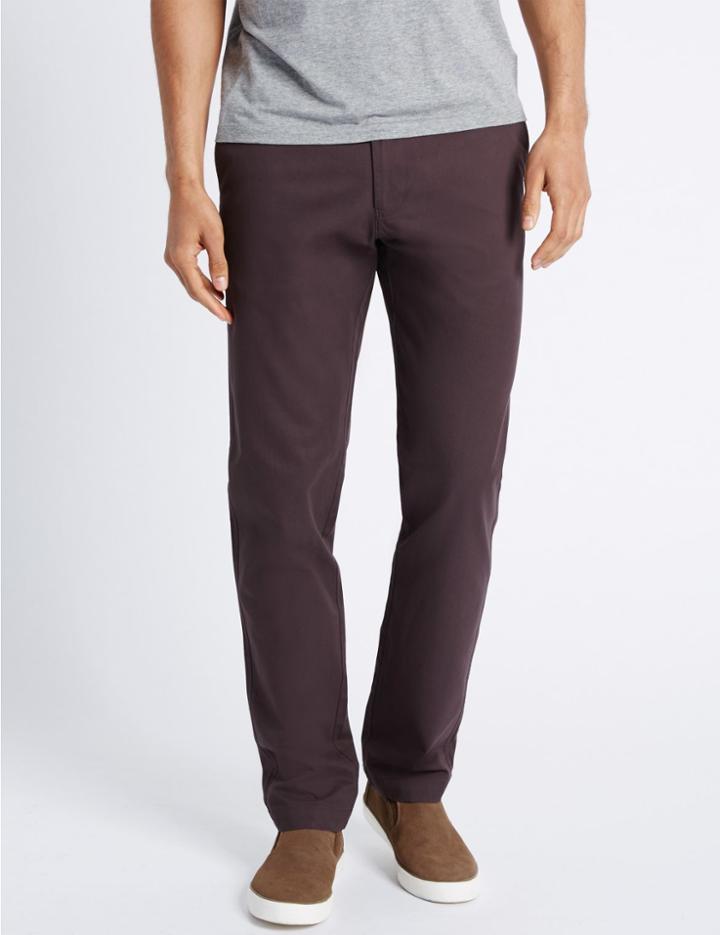 Marks & Spencer Slim Fit Pure Cotton Chinos Mulberry