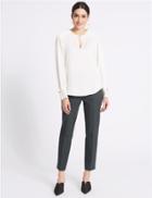 Marks & Spencer Cotton Rich Slim Leg Trousers Grey