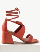 Marks & Spencer Ankle Tie Two Band Sandals Orange