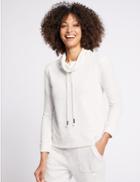 Marks & Spencer Cotton Blend Lace Up Turtle Neck Sweatshirt Ivory Mix