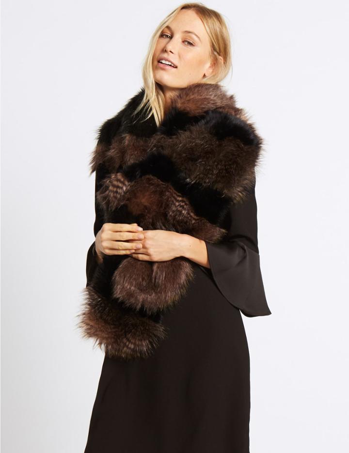 Marks & Spencer Faux Fur Scarf Natural Mix