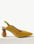 Marks & Spencer Suede Slingback Shoes Yellow