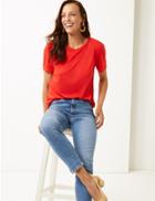 Marks & Spencer Round Neck Short Sleeve Relaxed Fit T-shirt Red