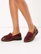 Marks & Spencer Wide Fit Leather Tassel Loafers Berry
