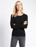 Marks & Spencer Pure Cotton Round Neck Long Sleeve T-shirt Black