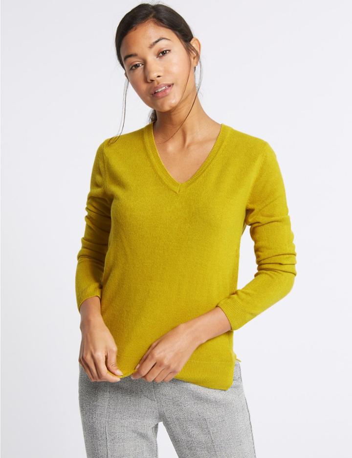 Marks & Spencer V-neck Jumper Winter Lime