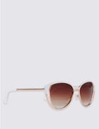 Marks & Spencer Enamel Cut Oversized Sunglasses White