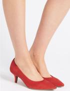 Marks & Spencer Suede Kitten Heel Court Shoes Flame