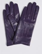 Marks & Spencer Leather Stitch Detail Gloves Purple