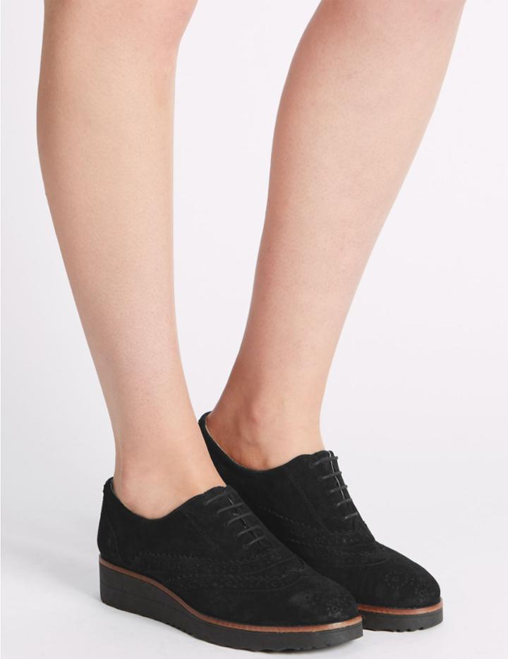Marks & Spencer Leather Brogue Shoes With Insolia Flex&reg; Black