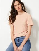 Marks & Spencer Textured Regular Fit Short Sleeve T-shirt Blush