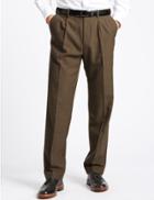 Marks & Spencer Regular Fit Wool Blend Single Pleated Trousers Neutral