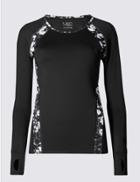 Marks & Spencer Quick Dry Long Sleeve T-shirt With Cool Comfort&trade; Technology Black Mix