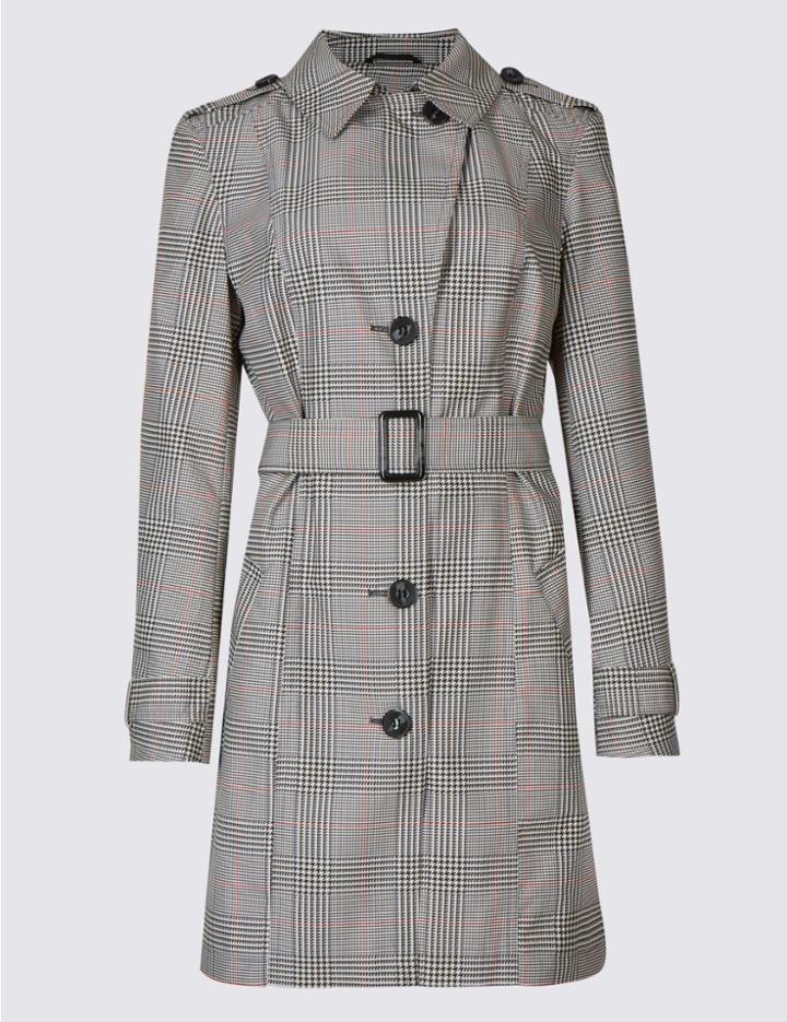 Marks & Spencer Printed Trench Coat With Stormwear&trade; Black Mix