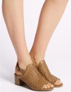 Marks & Spencer Leather Block Heel Sandals Tan