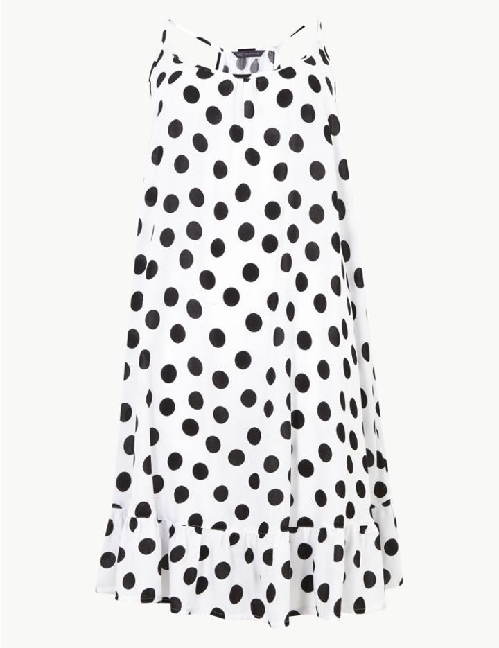 Marks & Spencer Spotted Flippy Slip Beach Dress White Mix