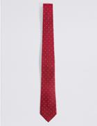 Marks & Spencer Pure Silk Spotted Tie Cranberry