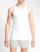 Marks & Spencer 3 Pack Pure Cotton Sleeveless Vests White
