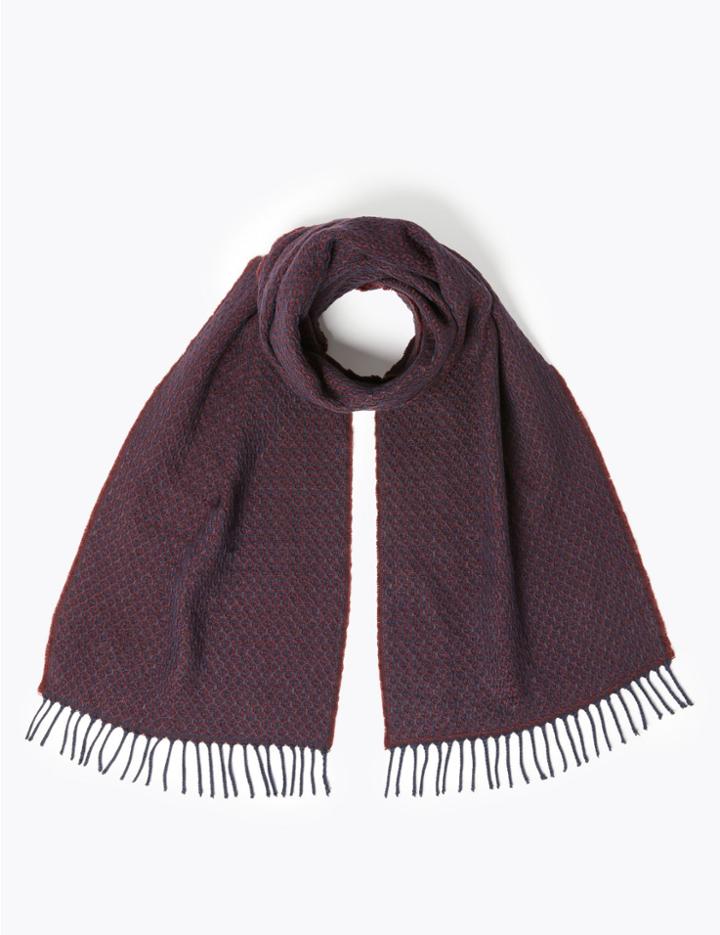Marks & Spencer Geometric Diamond Print Scarf Navy Mix