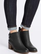 Marks & Spencer Block Heel Double Buckle Ankle Boots Black