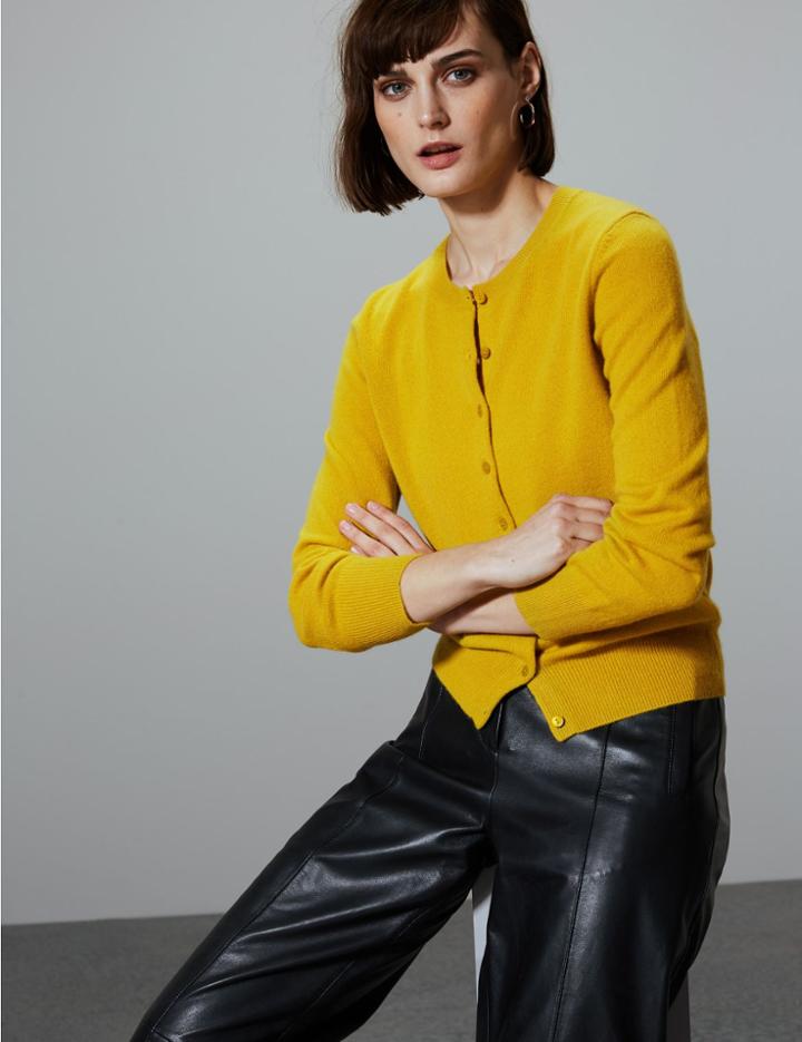 Marks & Spencer Pure Cashmere Round Neck Cardigan Honey