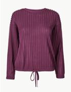 Marks & Spencer Textured Round Neck Long Sleeve Sweatshirt Magenta