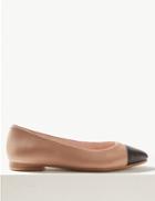 Marks & Spencer Leather Almond Toe Pumps Nude Mix