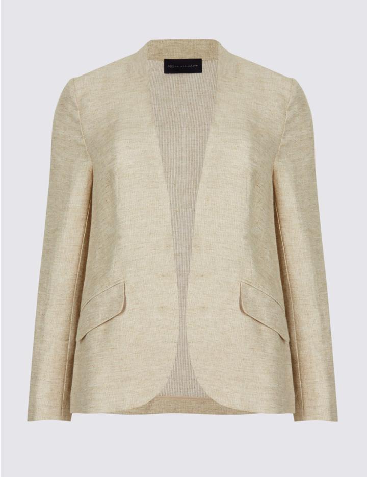 Marks & Spencer Plus Patch Pocket Jacket Beige Mix